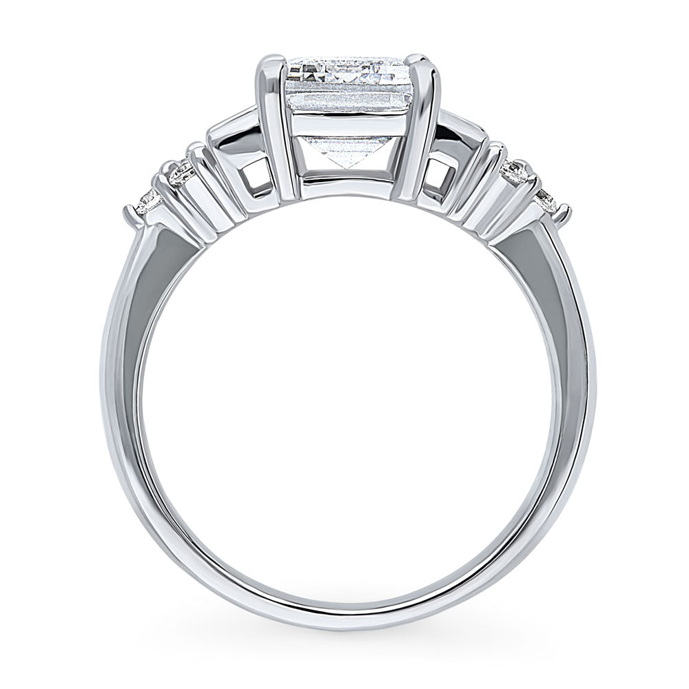 3-Stone Emerald Cut CZ Ring in Sterling Silver