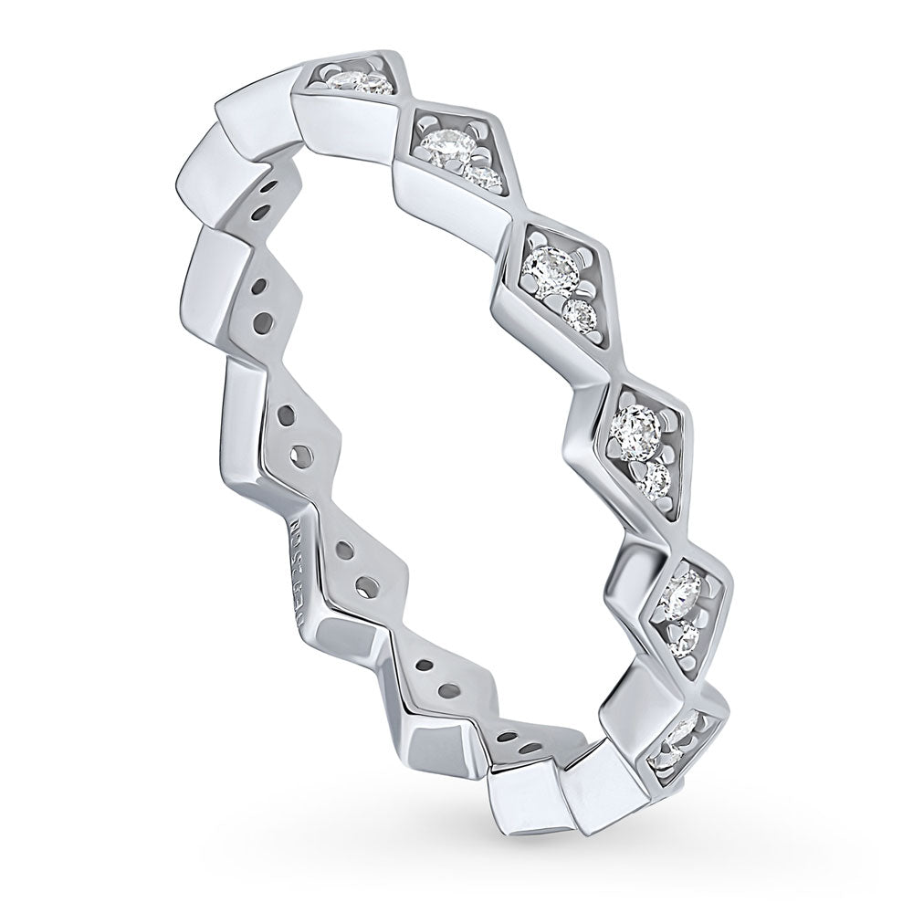 Front view of CZ Eternity Ring in Sterling Silver, 3 of 6
