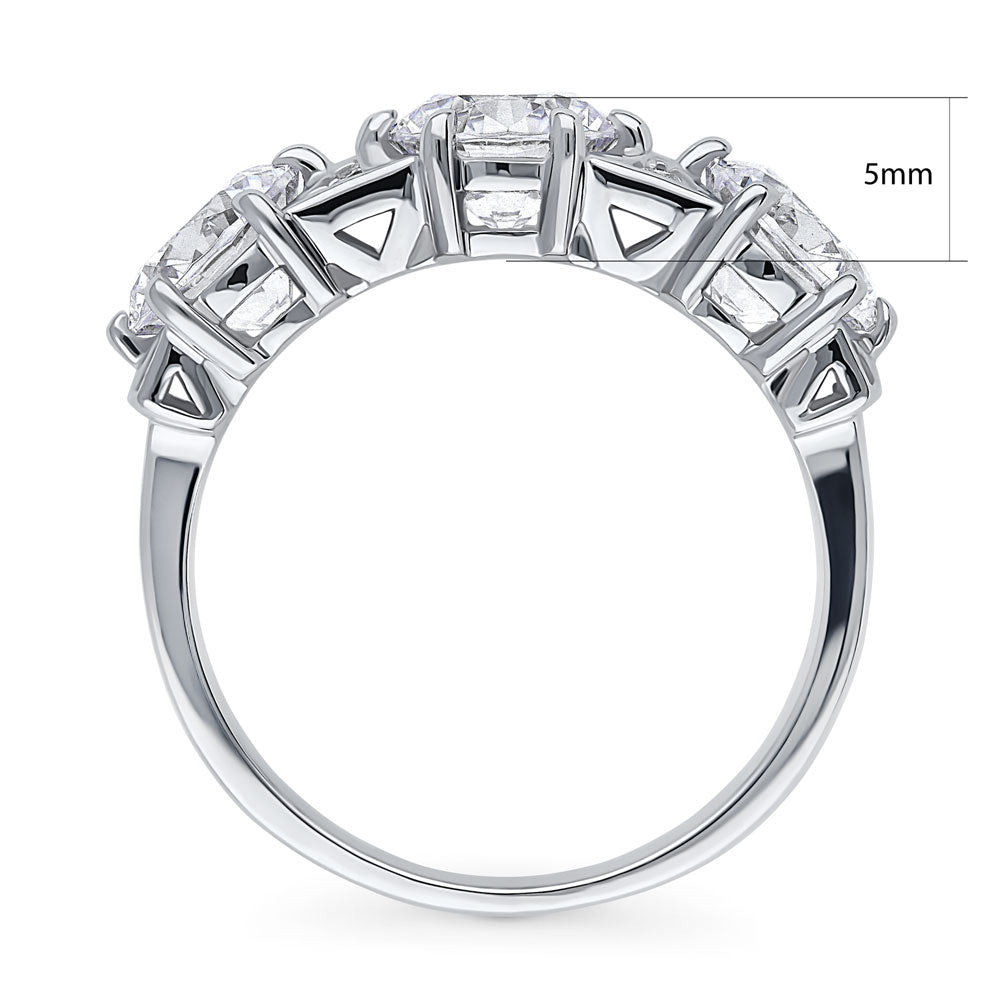 3-Stone Art Deco Round CZ Statement Ring in Sterling Silver