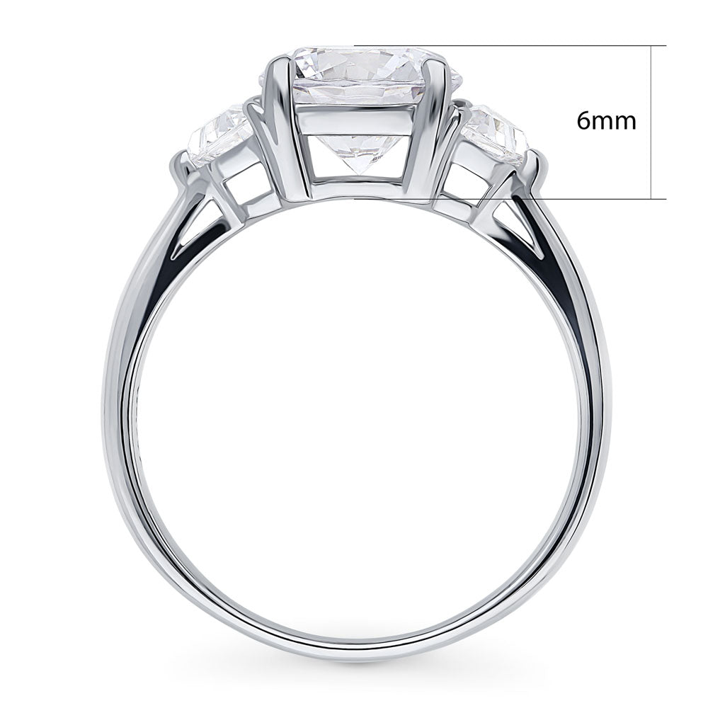 3-Stone Round CZ Ring in Sterling Silver