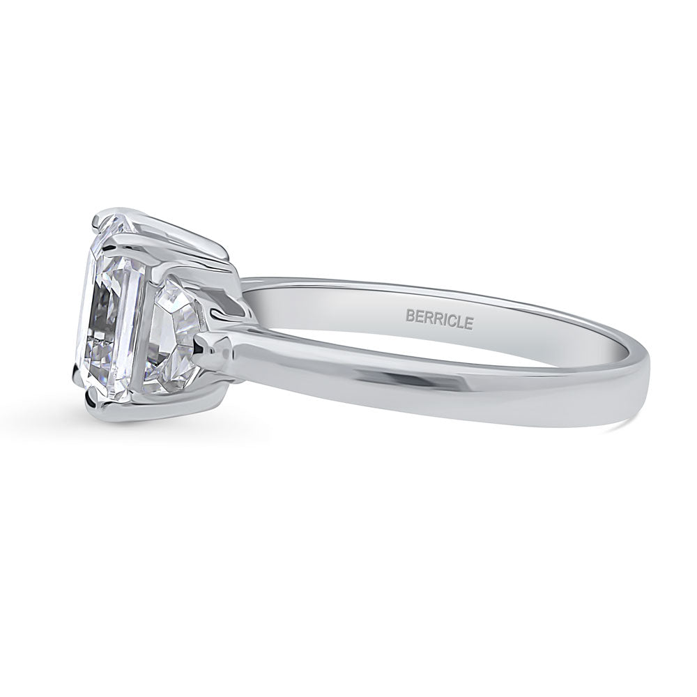 3-Stone Asscher CZ Ring in Sterling Silver