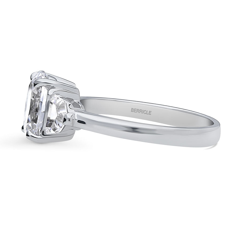 3-Stone Oval CZ Ring in Sterling Silver