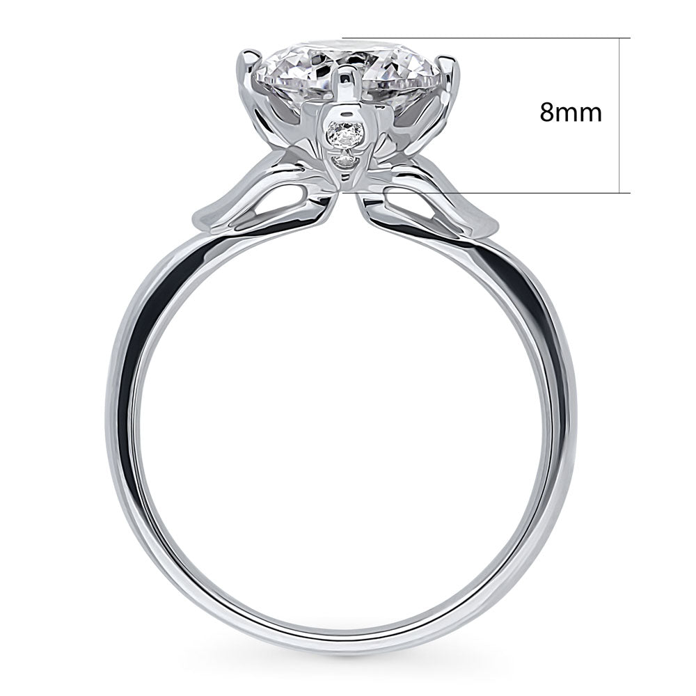 Solitaire Flower 2ct Round CZ Ring in Sterling Silver