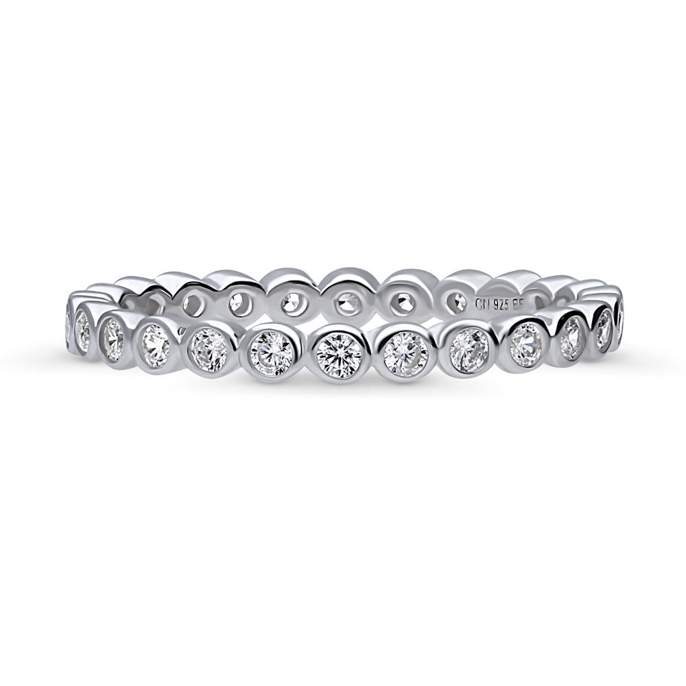 Bubble Bezel Set CZ Eternity Ring in Sterling Silver