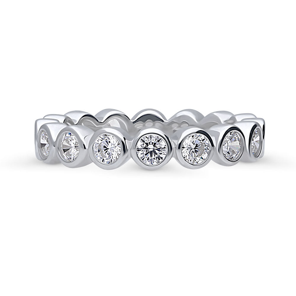 Bubble Bezel Set CZ Eternity Ring in Sterling Silver