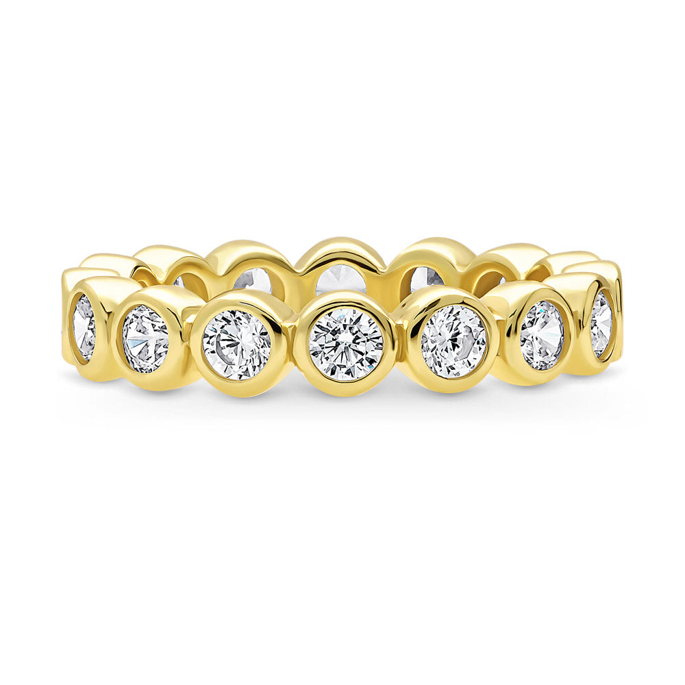 Bubble Bezel Set CZ Eternity Ring in Gold Flashed Sterling Silver