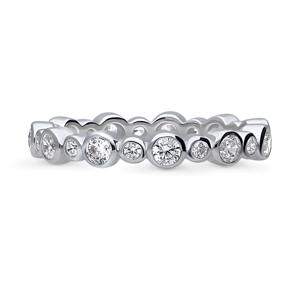 Bubble Bezel Set CZ Eternity Ring in Sterling Silver