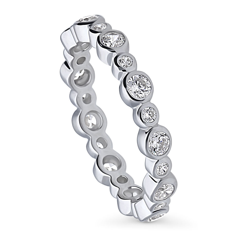 Bubble Bezel Set CZ Eternity Ring in Sterling Silver