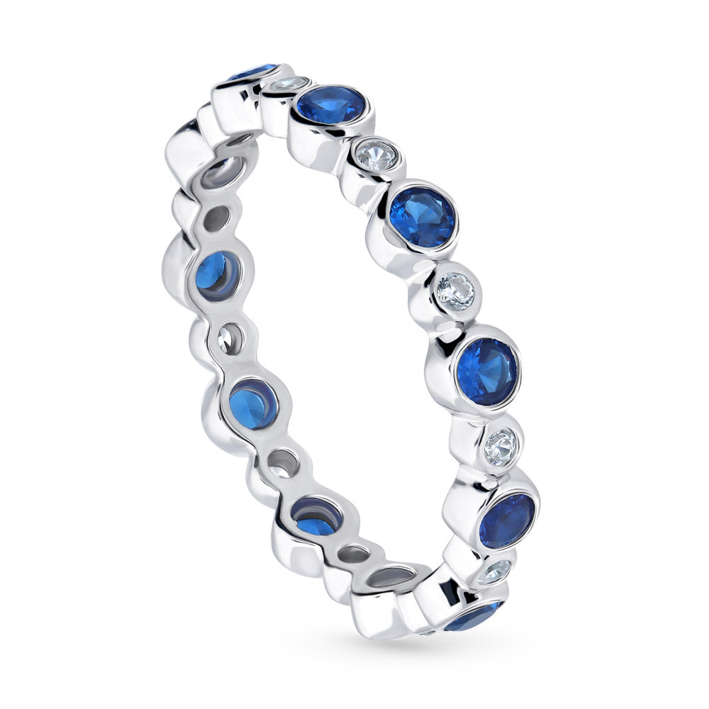 Bubble Bezel Set CZ Eternity Ring in Sterling Silver