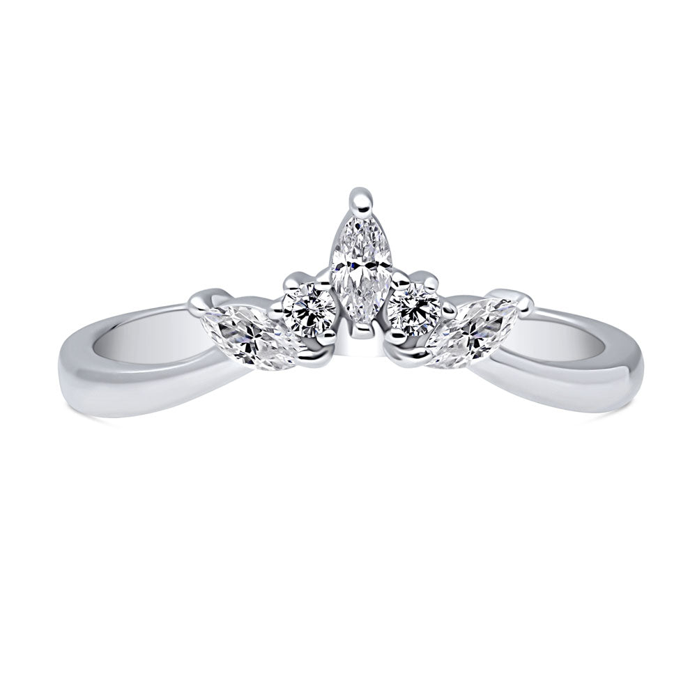 5-Stone Chevron CZ Curved Band in Sterling Silver