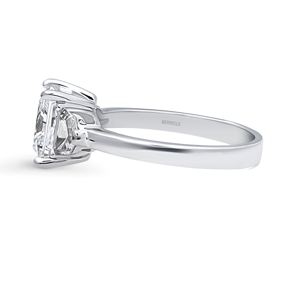 3-Stone Princess CZ Ring in Sterling Silver