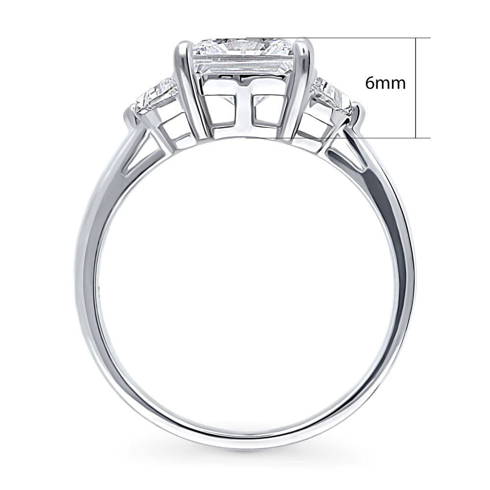 3-Stone Princess CZ Ring in Sterling Silver