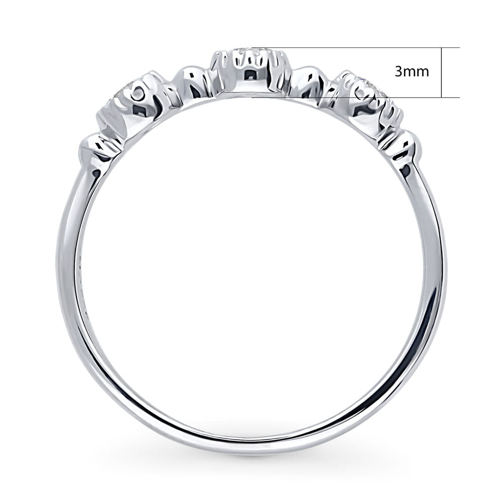 Milgrain Bezel Set CZ Half Eternity Ring in Sterling Silver