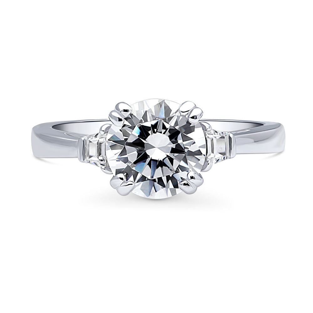 3-Stone Round CZ Ring in Sterling Silver