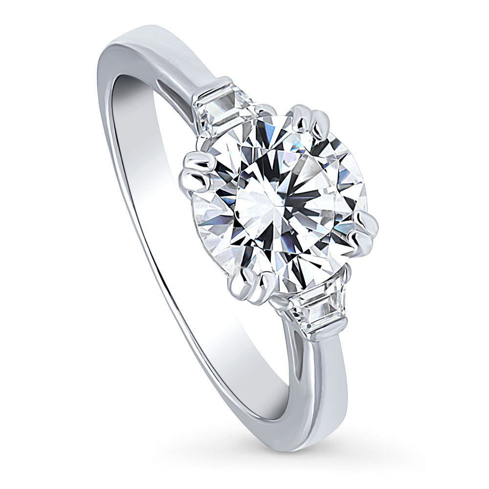 3-Stone Round CZ Ring in Sterling Silver