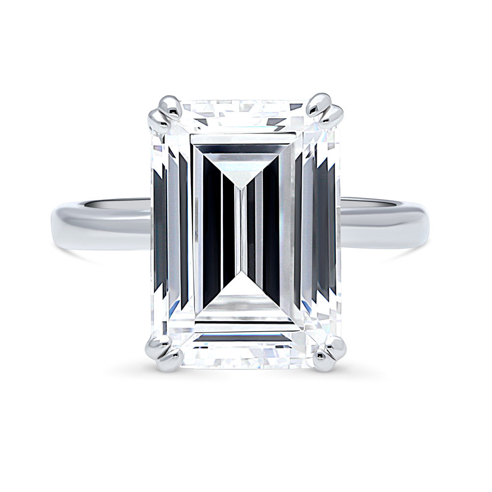 Emerald cut cz sales solitaire ring