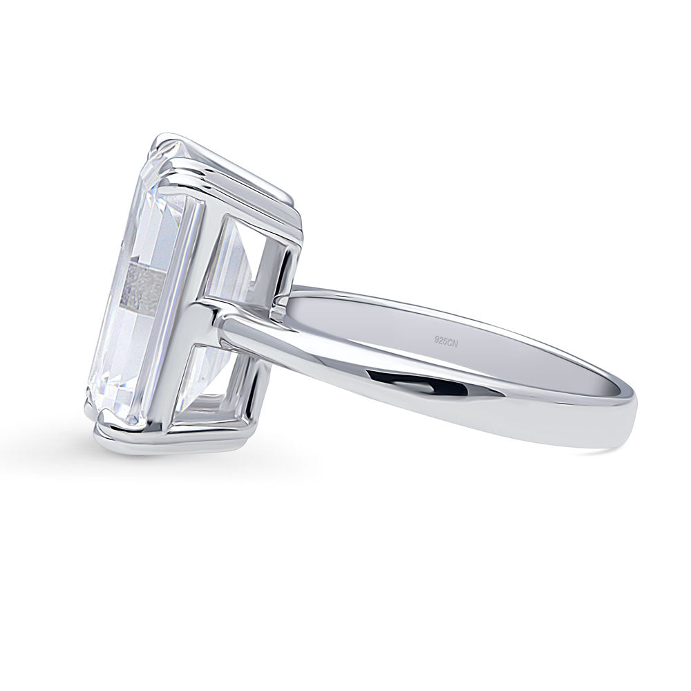 Solitaire 8.5ct Emerald Cut CZ Ring in Sterling Silver