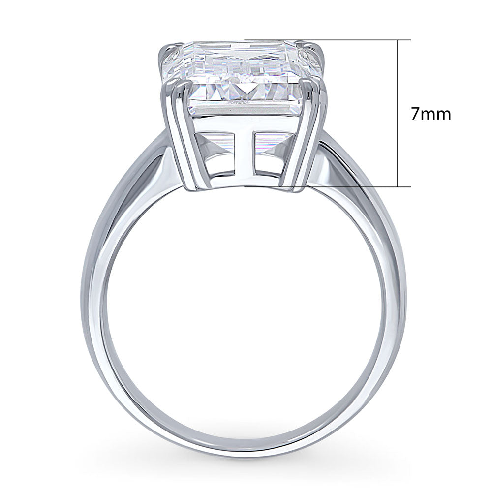 Solitaire 8.5ct Emerald Cut CZ Statement Ring in Sterling Silver