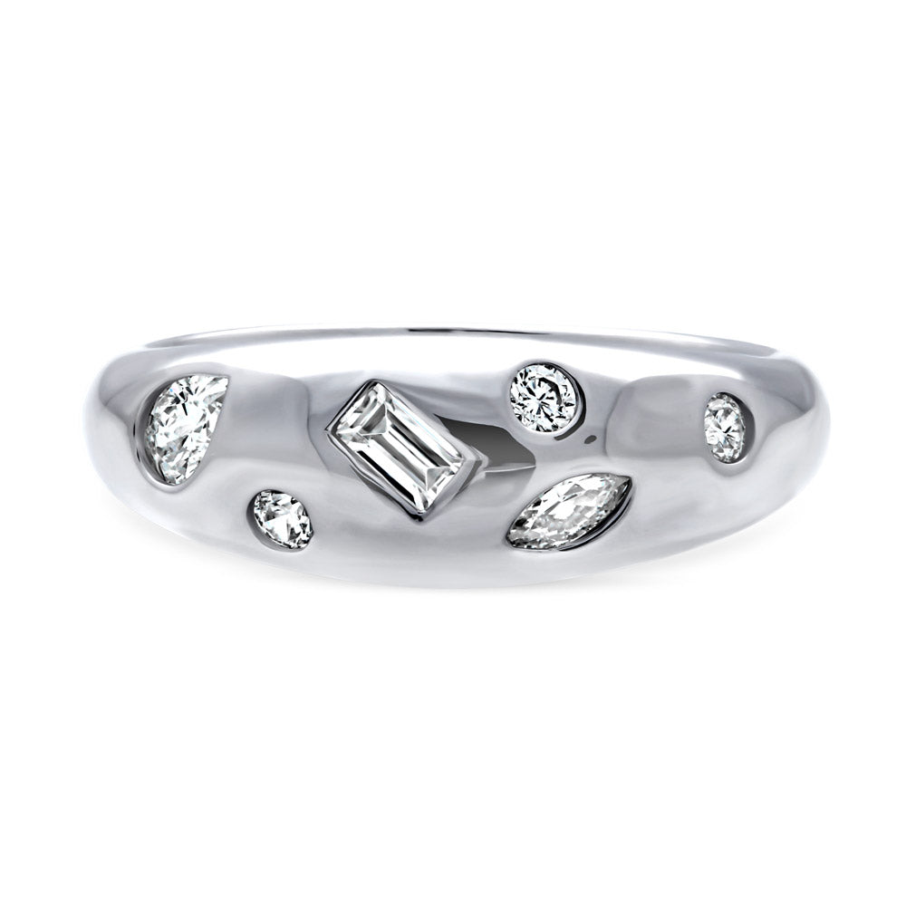 Dome CZ Stackable Band in Sterling Silver