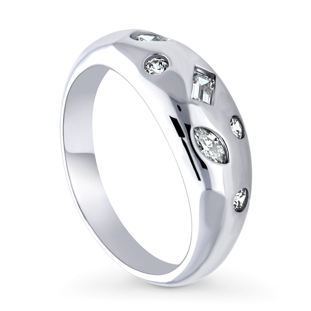 Dome CZ Stackable Band in Sterling Silver