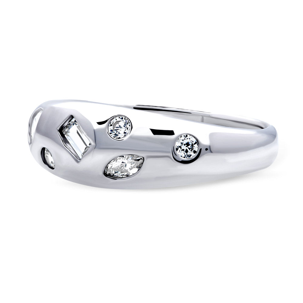 Dome CZ Stackable Band in Sterling Silver