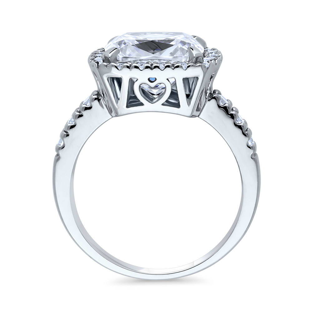 Halo Cushion Cut CZ Ring in Sterling Silver