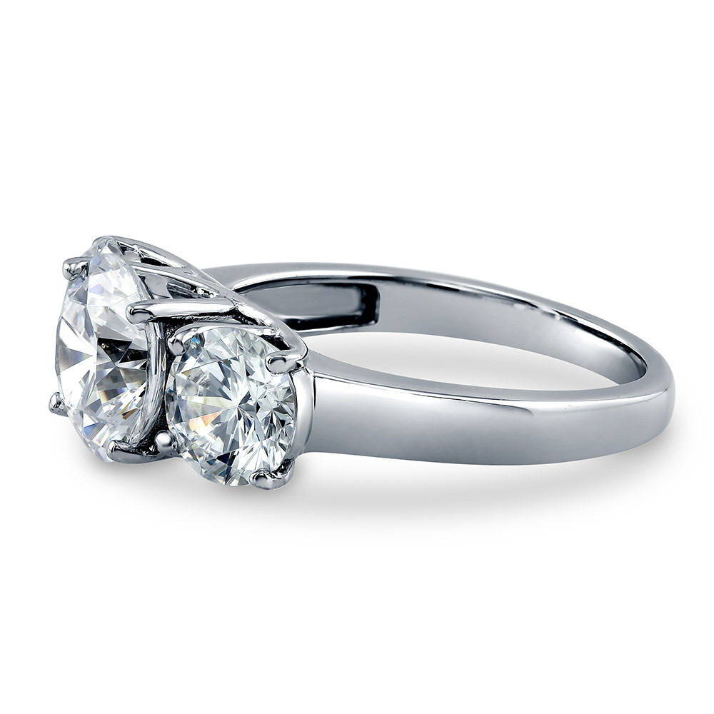 3-Stone Round CZ Ring in Sterling Silver
