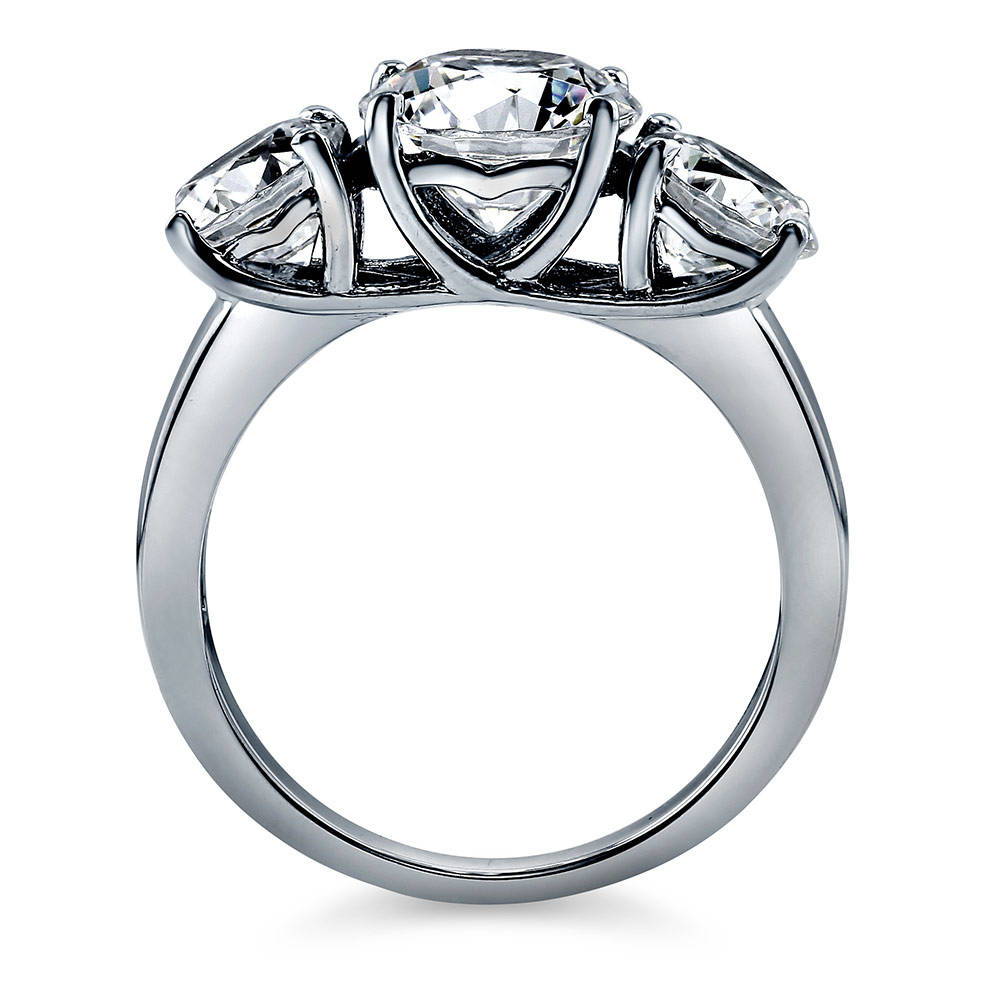 3-Stone Round CZ Ring in Sterling Silver