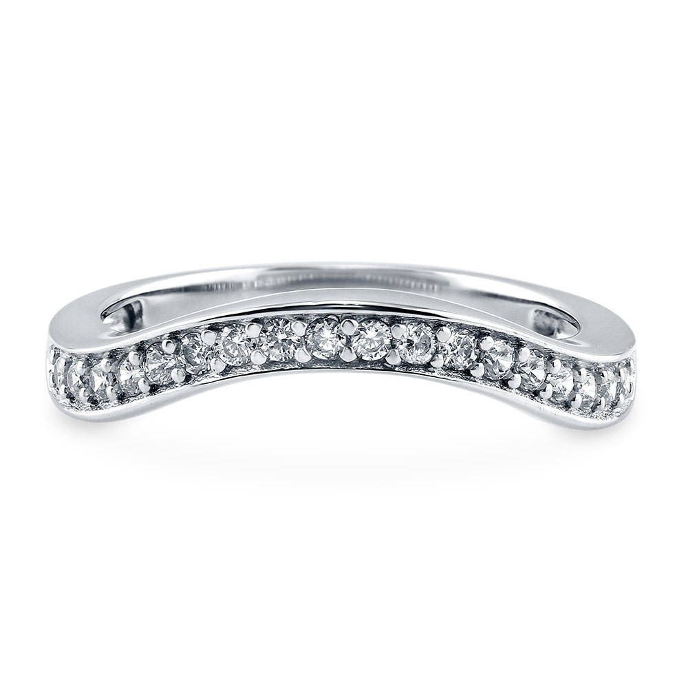 Pave Set CZ Curved Half Eternity Ring in Sterling Silver