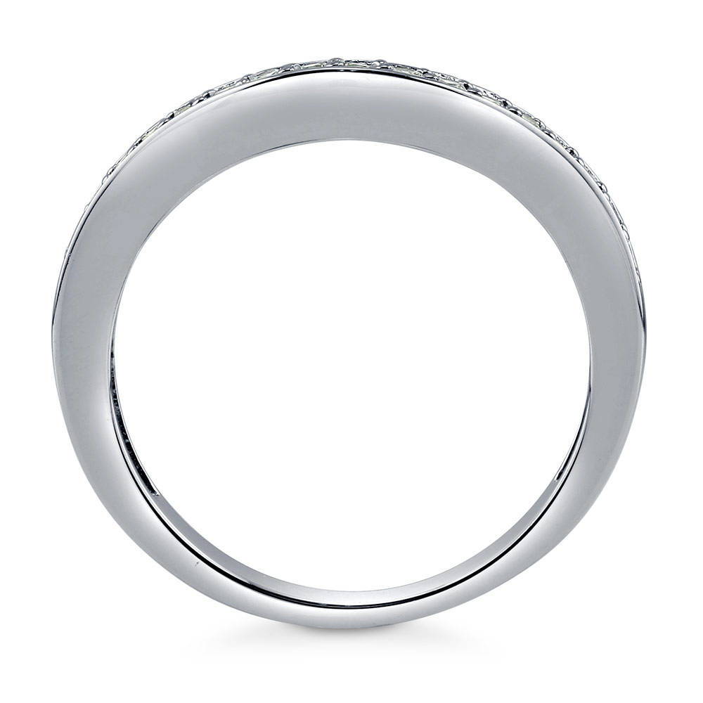 Pave Set CZ Curved Half Eternity Ring in Sterling Silver