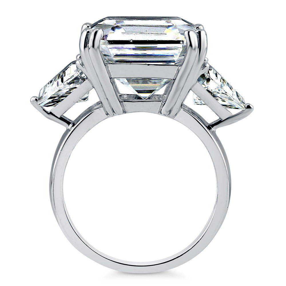 3-Stone Asscher CZ Statement Ring in Sterling Silver