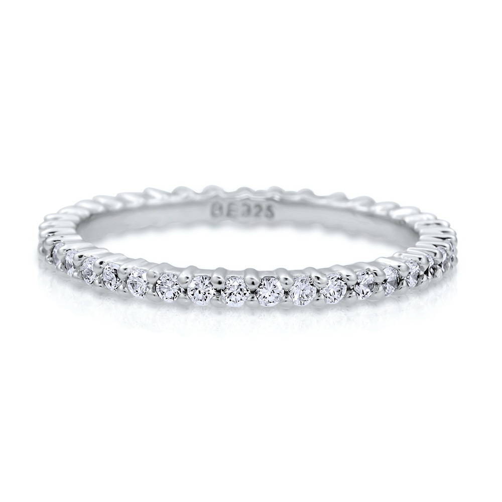 Pave Set CZ Eternity Ring in Sterling Silver, 1 of 9