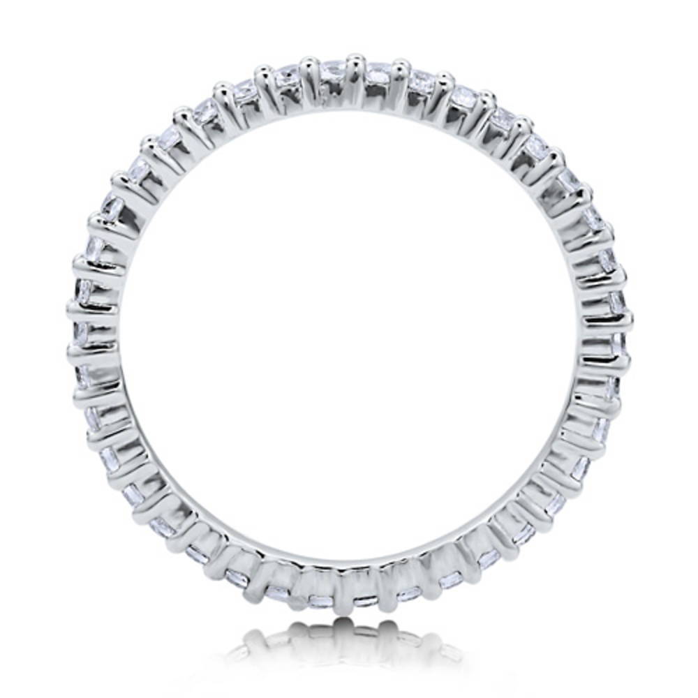 Angle view of Pave Set CZ Eternity Ring in Sterling Silver, 4 of 7