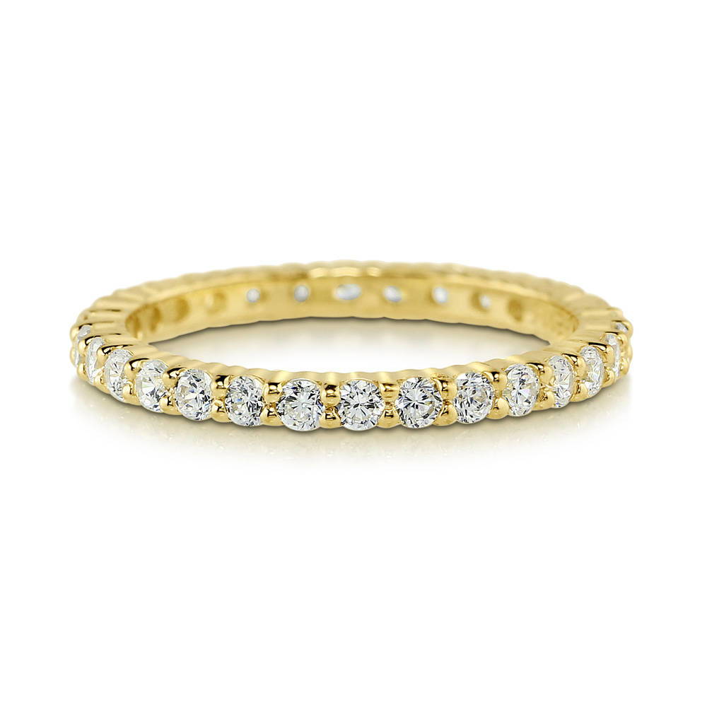 Pave Set CZ Eternity Ring in Gold Flashed Sterling Silver