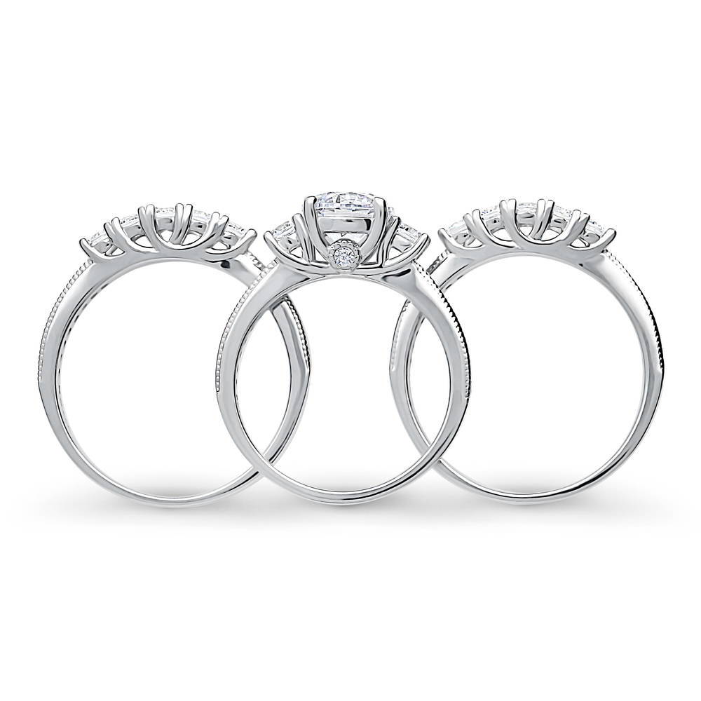 3-Stone 5-Stone 1.25ct CZ Ring Set in Sterling Silver