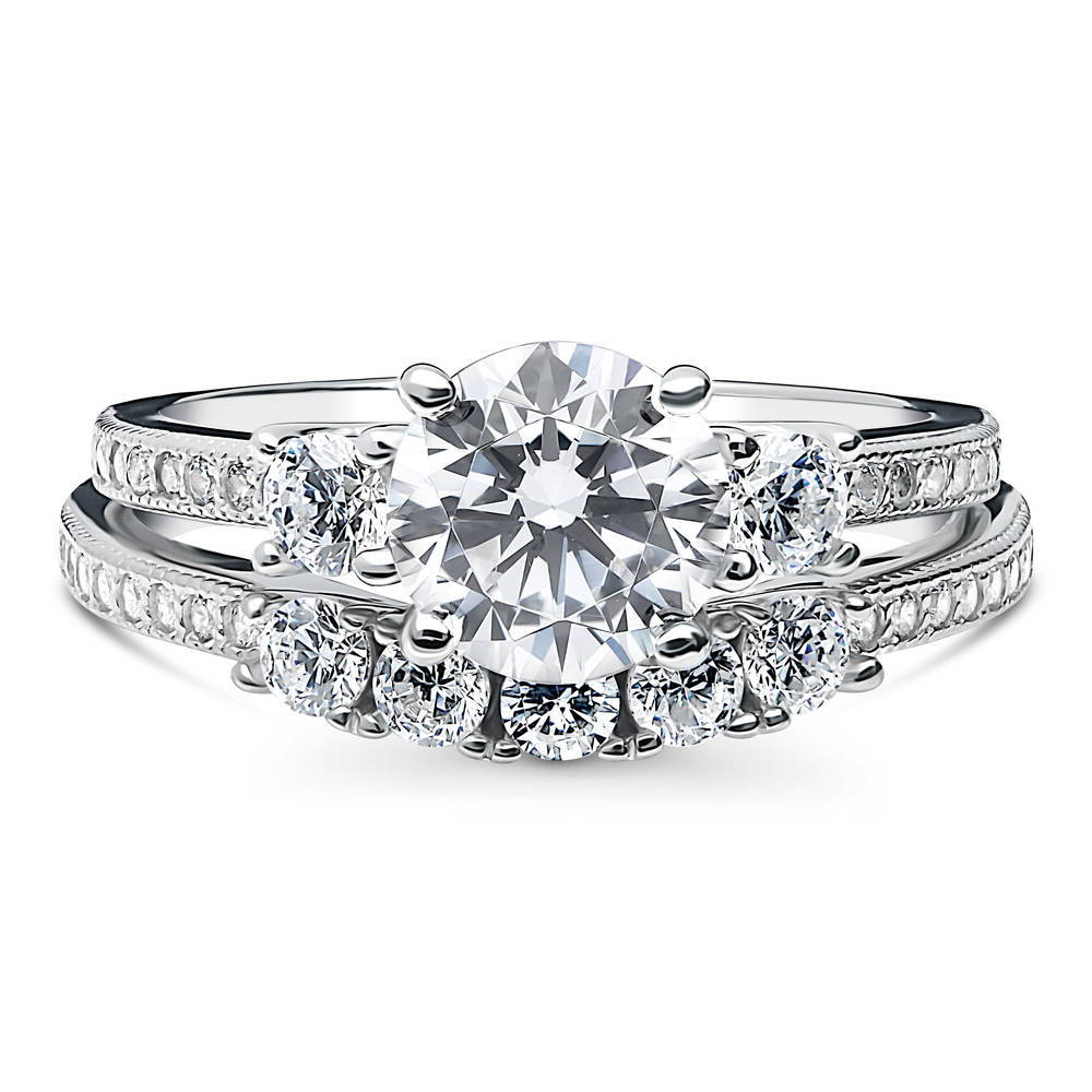 3-Stone 5-Stone 1.25ct CZ Ring Set in Sterling Silver