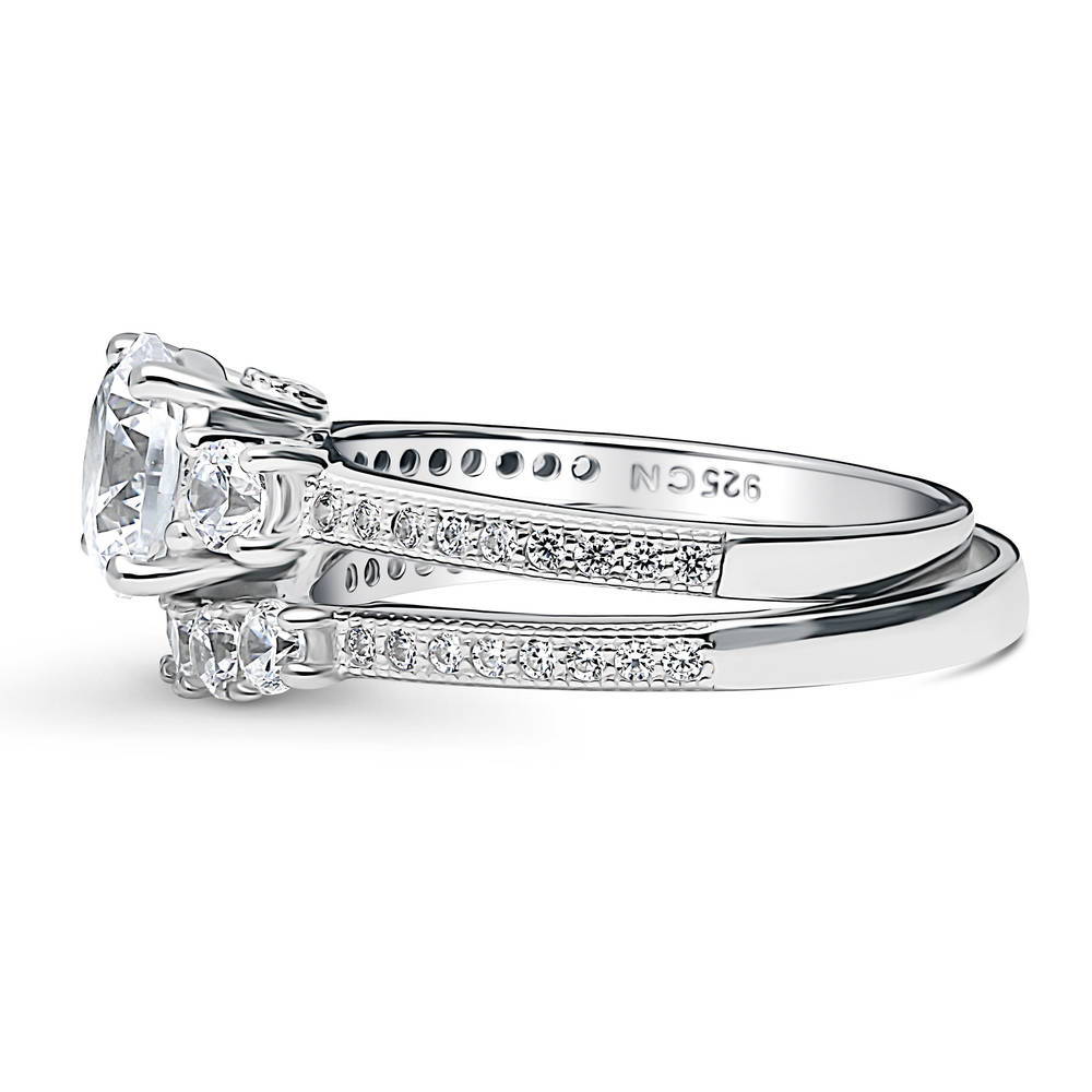3-Stone 5-Stone 1.25ct CZ Ring Set in Sterling Silver