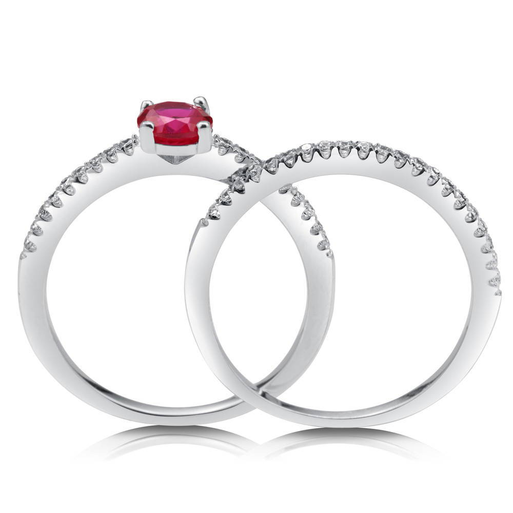 Solitaire 0.45ct Simulated Ruby Round CZ Ring Set in Sterling Silver