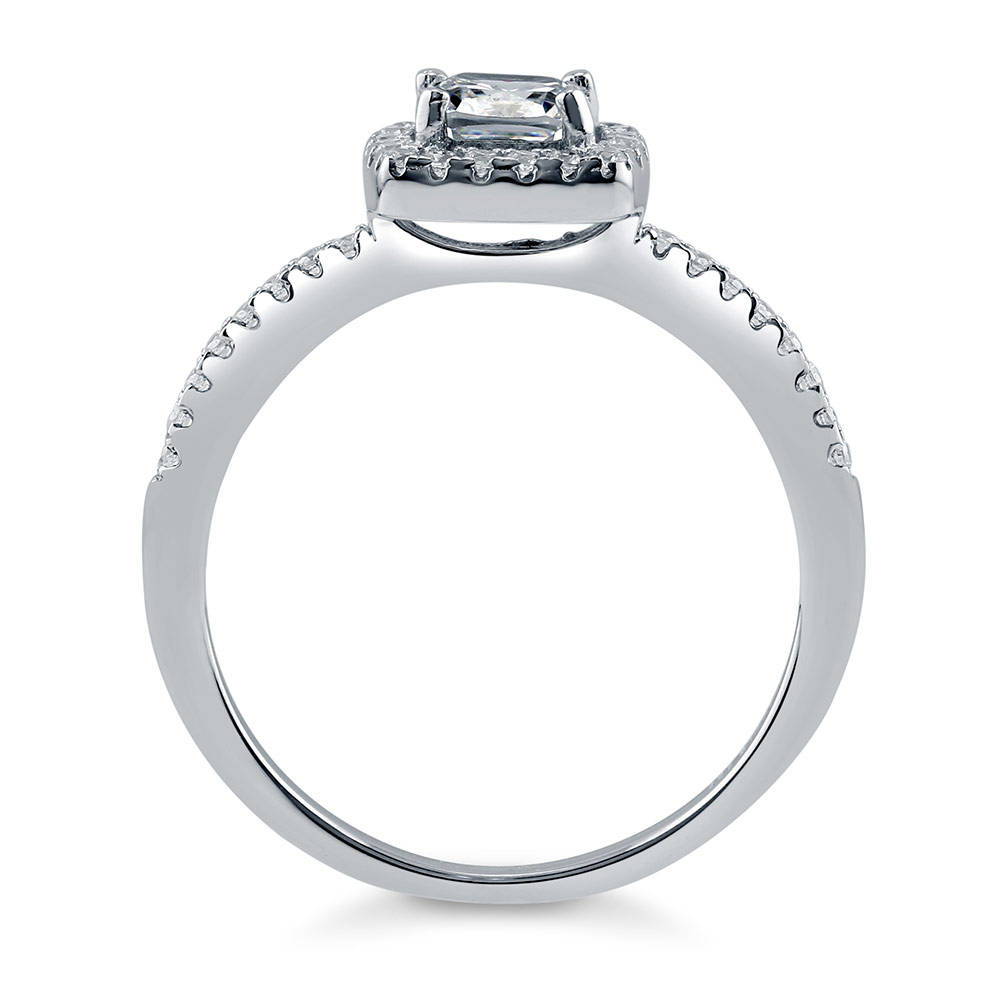 Halo Cushion CZ Ring in Sterling Silver