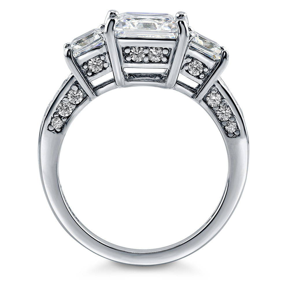 3-Stone Princess CZ Ring in Sterling Silver