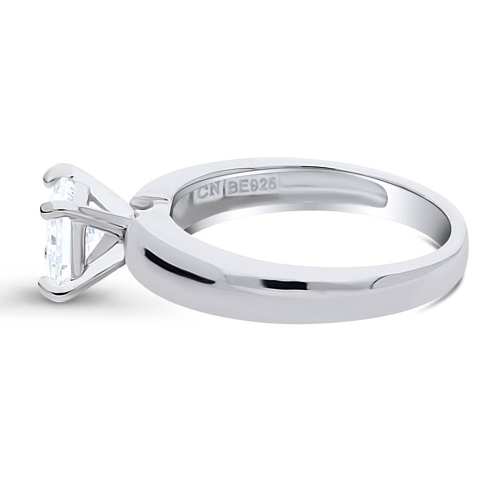 Angle view of Solitaire 1.2ct Princess CZ Ring in Sterling Silver, 5 of 9