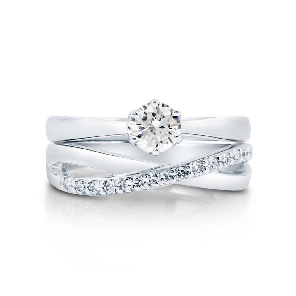 Criss Cross Infinity CZ Ring Set in Sterling Silver