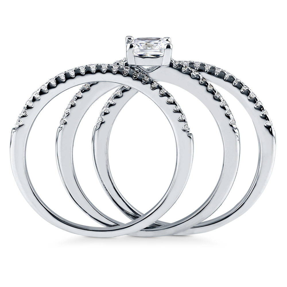 Alternate view of Solitaire 0.6ct Cushion CZ Ring Set in Sterling Silver, 6 of 7