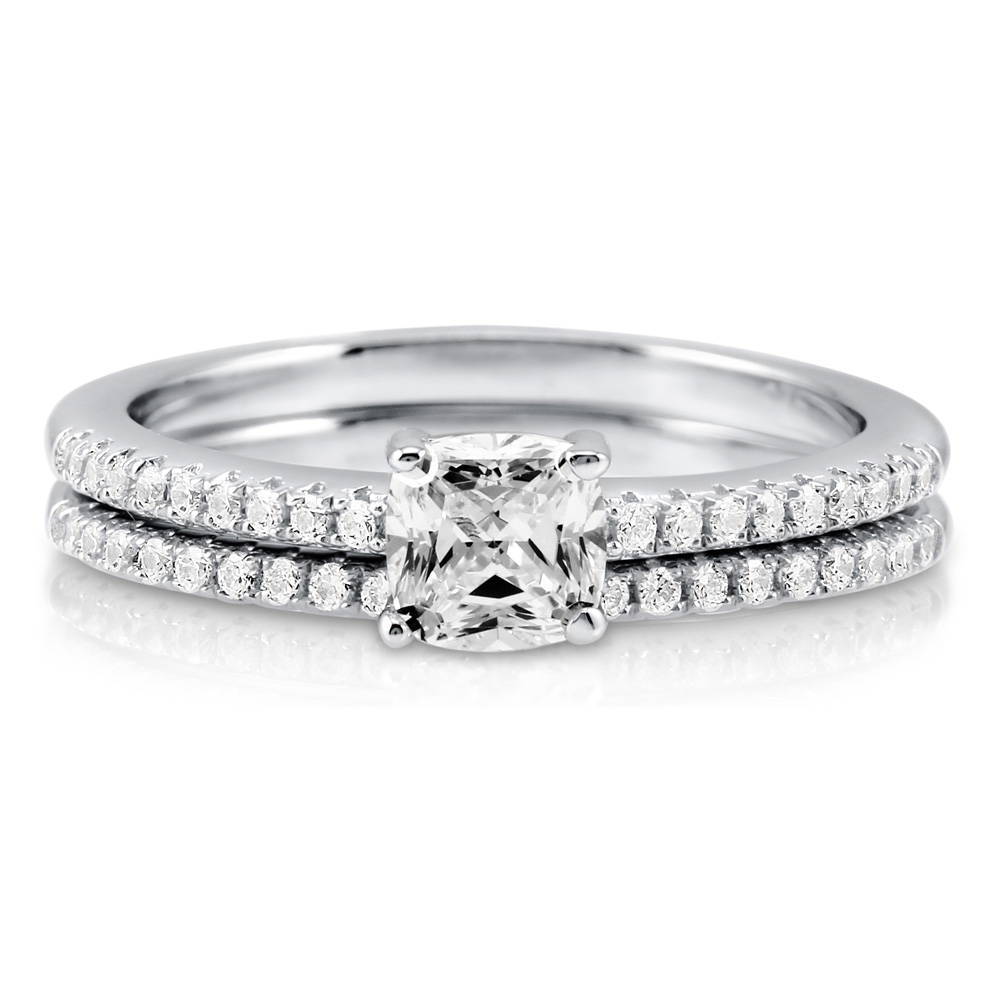 Solitaire 0.6ct Cushion CZ Ring Set in Sterling Silver