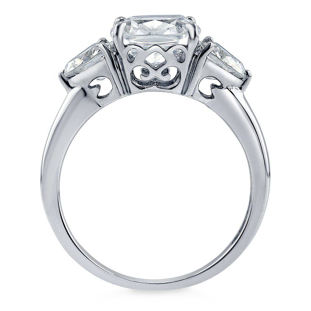 Alternate view of 3-Stone Cushion CZ Ring in Sterling Silver, 8 of 9