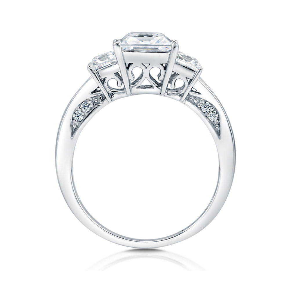 3-Stone Princess CZ Ring in Sterling Silver