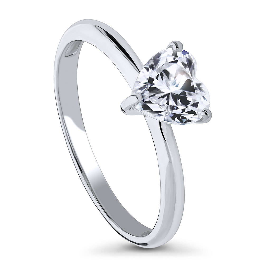 Solitaire Heart 0.7ct CZ Ring in Sterling Silver