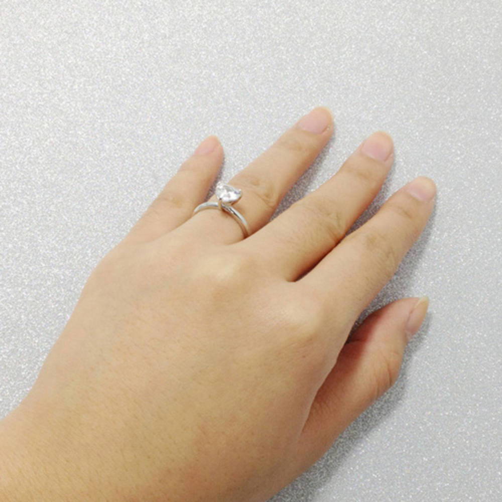 Solitaire Heart 0.7ct CZ Ring in Sterling Silver