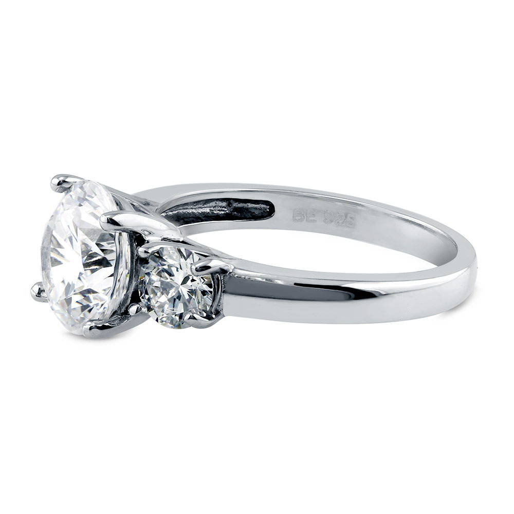 3-Stone Round CZ Ring in Sterling Silver