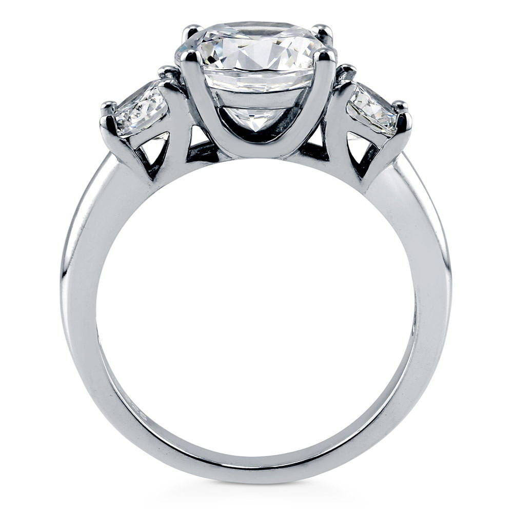 3-Stone Round CZ Ring in Sterling Silver